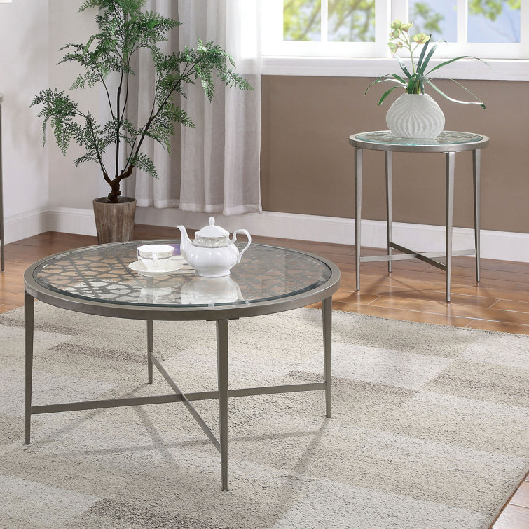 Latitude Run® Savanna 2 Piece Glass Top Living Room Table Set Wayfair
